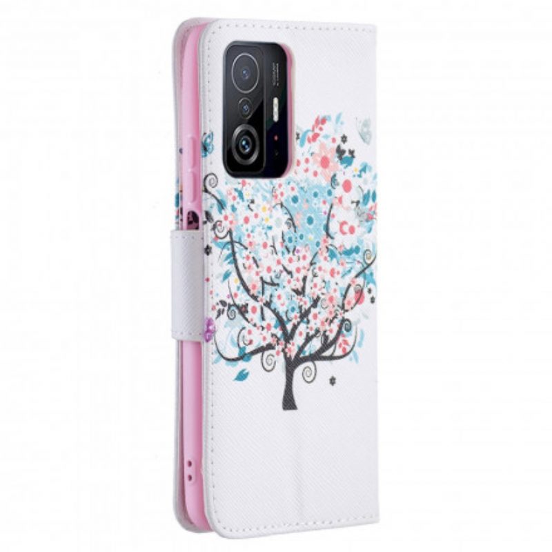 Custodia in pelle Xiaomi 11T / 11T Pro Albero Fiorito