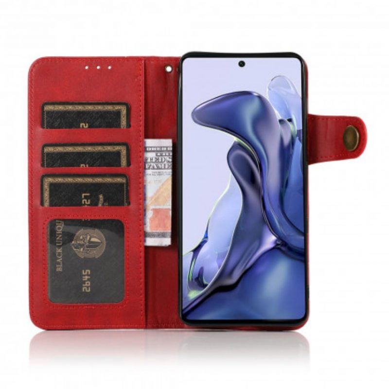 Custodia in pelle Xiaomi 11T / 11T Pro Bottone In Ecopelle Khazneh