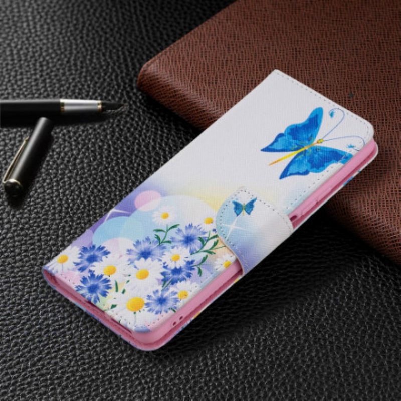 Custodia in pelle Xiaomi 11T / 11T Pro Farfalle E Fiori Dipinti