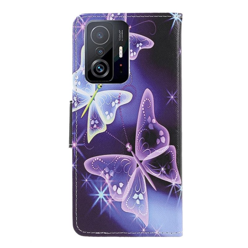 Custodia in pelle Xiaomi 11T / 11T Pro Farfalle Moderne