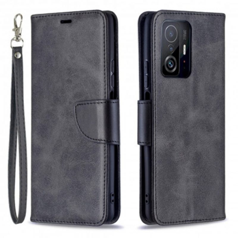 Custodia in pelle Xiaomi 11T / 11T Pro Folio Cover Lembo Liscio Obliquo