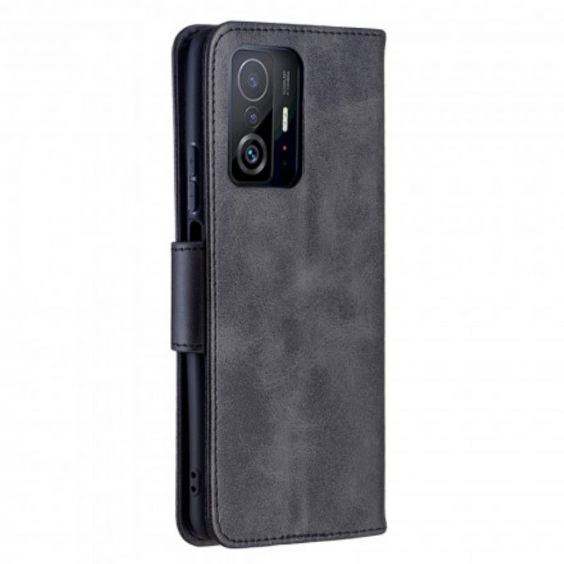 Custodia in pelle Xiaomi 11T / 11T Pro Folio Cover Lembo Liscio Obliquo