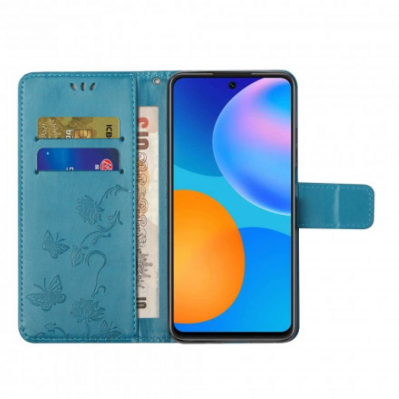 Custodia in pelle Xiaomi 11T / 11T Pro Perizoma Farfalle E Fiori