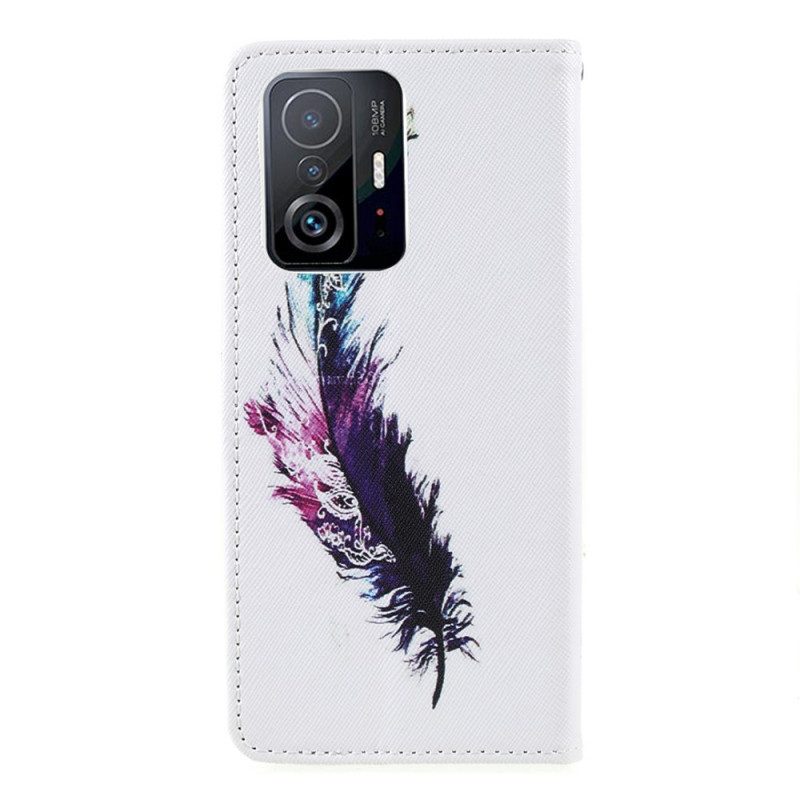 Custodia in pelle Xiaomi 11T / 11T Pro Piuma Con Cordino