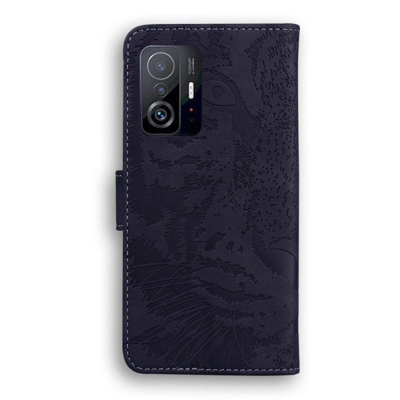 Custodia in pelle Xiaomi 11T / 11T Pro Stampa Faccia Di Tigre