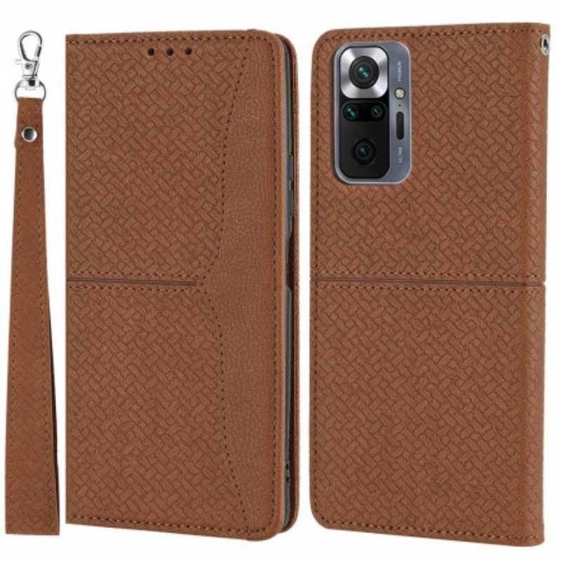 Custodia in pelle Xiaomi 11T / 11T Pro Stile In Pelle Intrecciata Con Cinturino