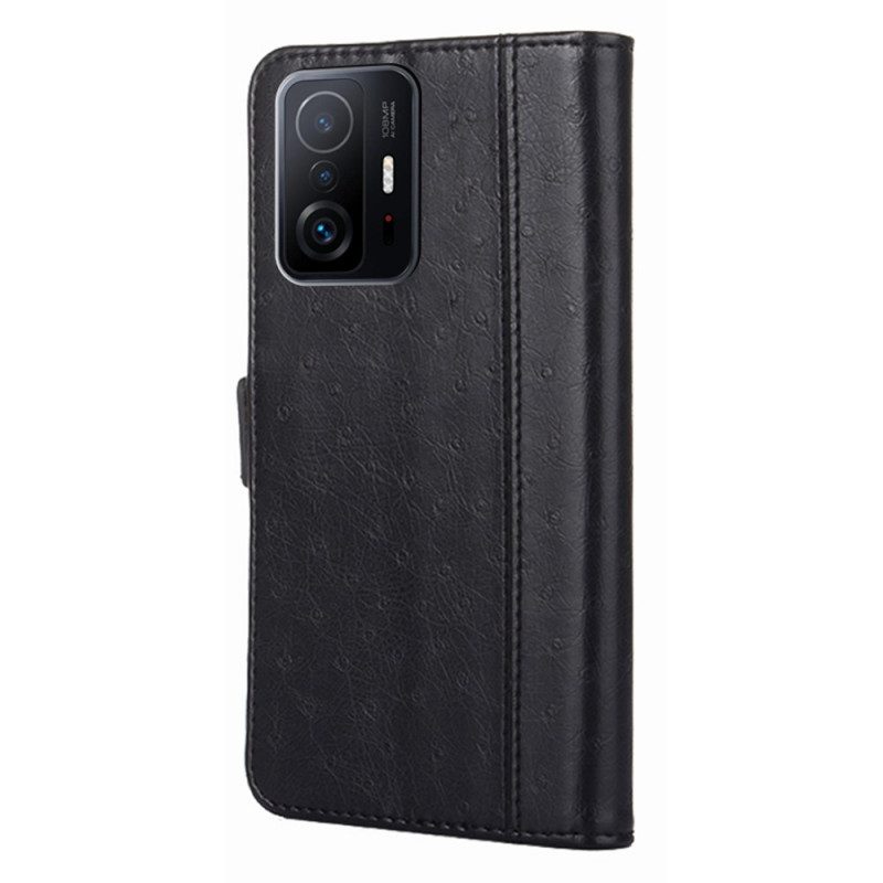 Custodia in pelle Xiaomi 11T / 11T Pro Struttura Della Pelle Di Struzzo Bicolore