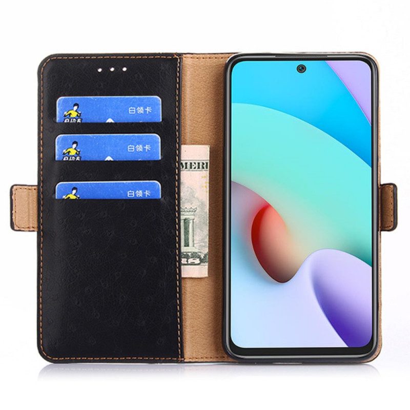 Custodia in pelle Xiaomi 11T / 11T Pro Struttura Della Pelle Di Struzzo Bicolore