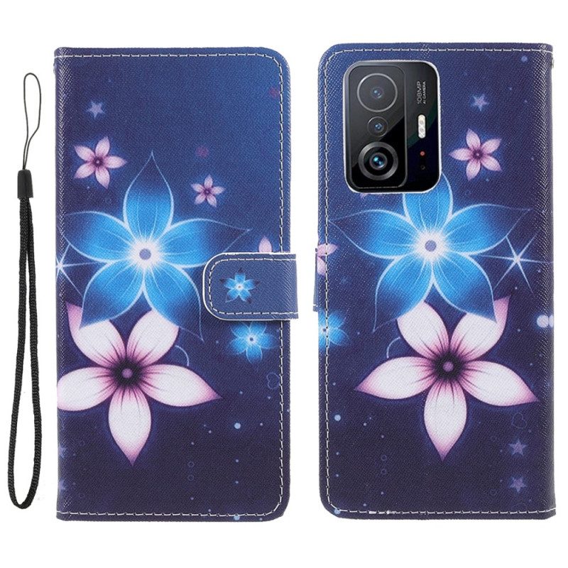 Folio Cover Xiaomi 11T / 11T Pro Cinturino Lunare Fiori