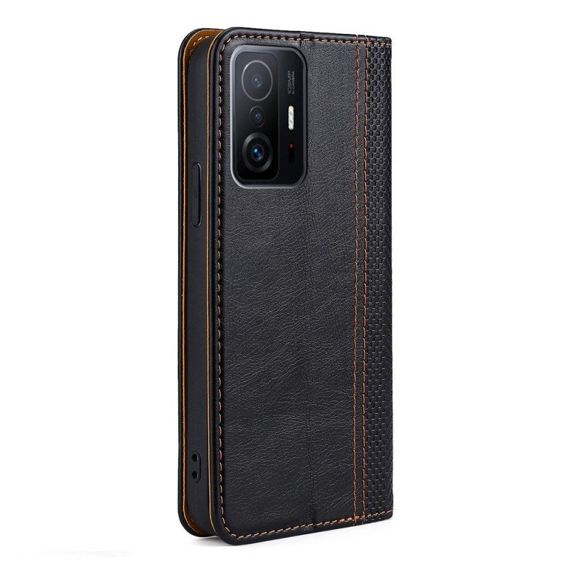 Folio Cover Xiaomi 11T / 11T Pro Custodia in pelle Cuciture In Pelle Crosta Litchi