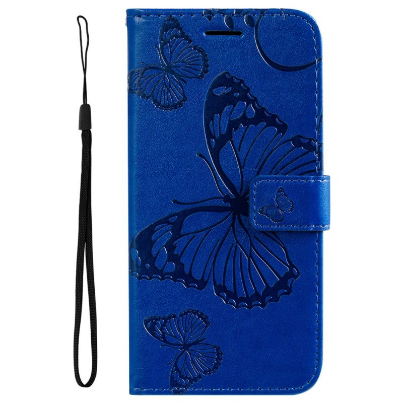 Folio Cover Xiaomi 11T / 11T Pro Farfalle Con Cinturino Gigante