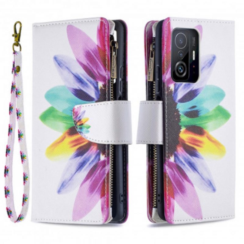 Folio Cover Xiaomi 11T / 11T Pro Tasca Con Zip A Fiore