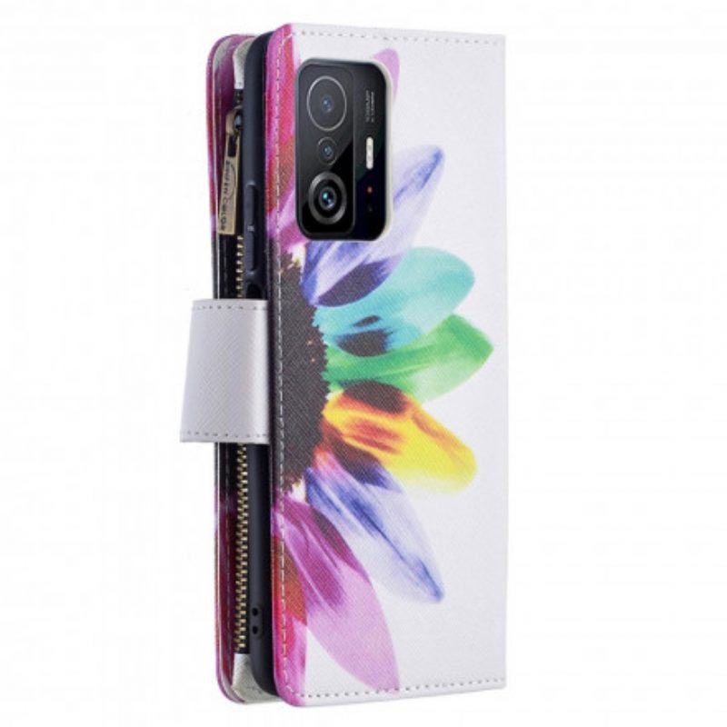 Folio Cover Xiaomi 11T / 11T Pro Tasca Con Zip A Fiore