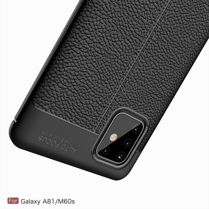 Cover Samsung Galaxy Note 10 Lite Doppia Linea Litchi Effetto Pelle