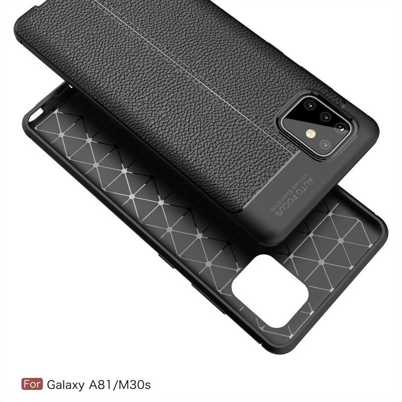 Cover Samsung Galaxy Note 10 Lite Doppia Linea Litchi Effetto Pelle