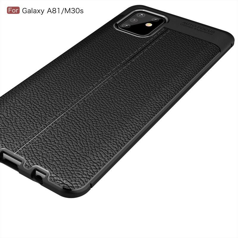 Cover Samsung Galaxy Note 10 Lite Doppia Linea Litchi Effetto Pelle