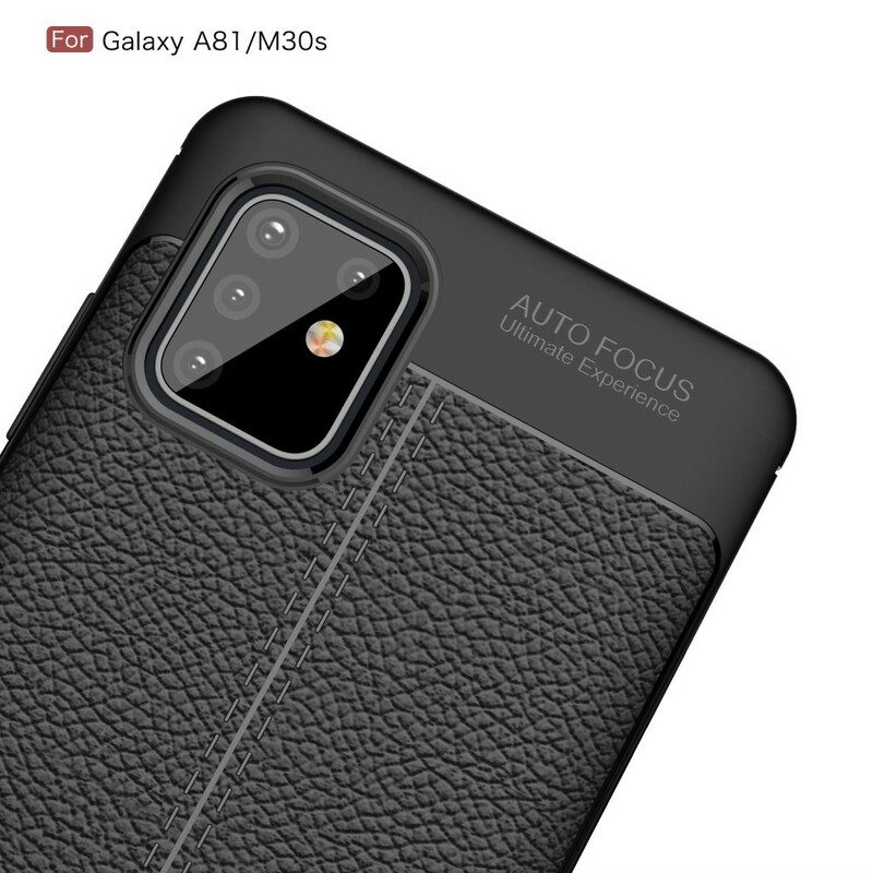 Cover Samsung Galaxy Note 10 Lite Doppia Linea Litchi Effetto Pelle