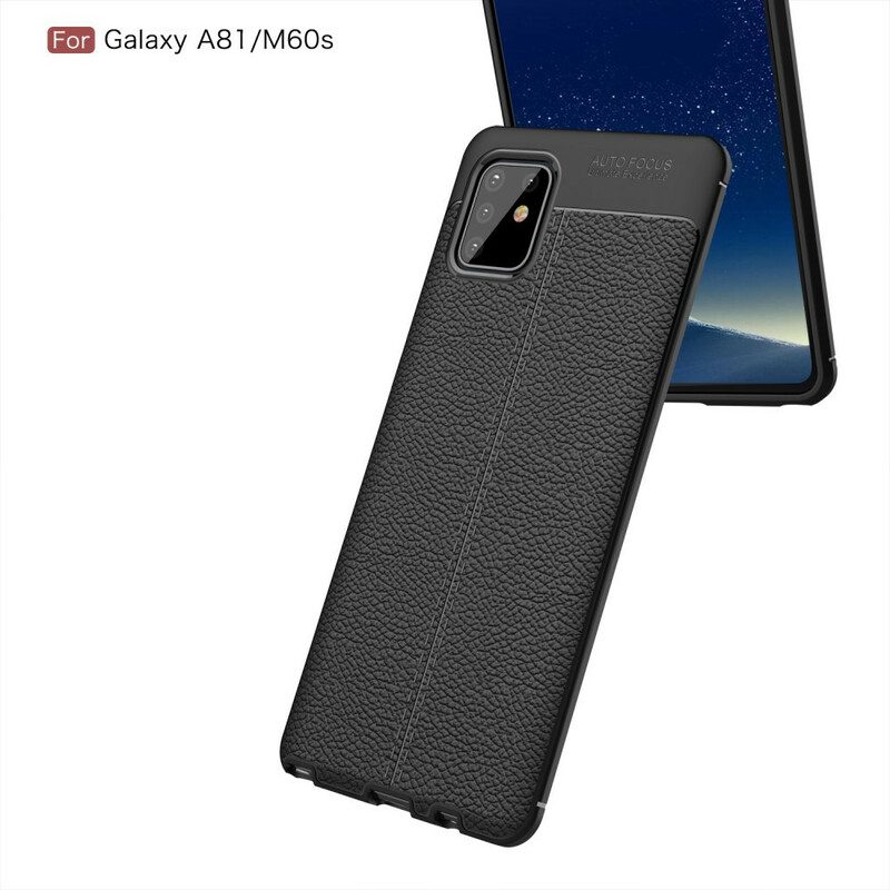 Cover Samsung Galaxy Note 10 Lite Doppia Linea Litchi Effetto Pelle