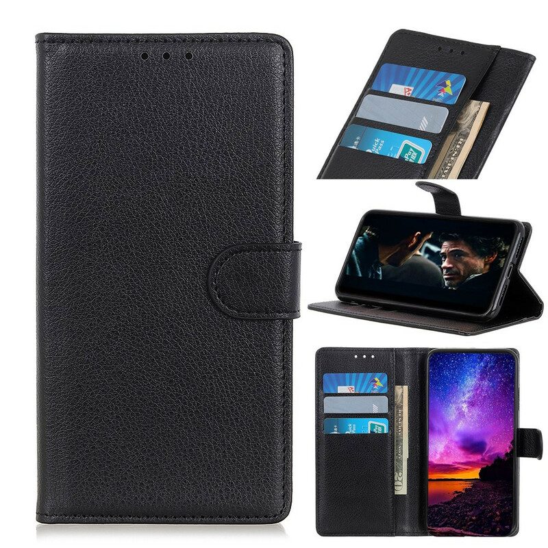 Folio Cover Samsung Galaxy Note 10 Lite Ecopelle Litchi