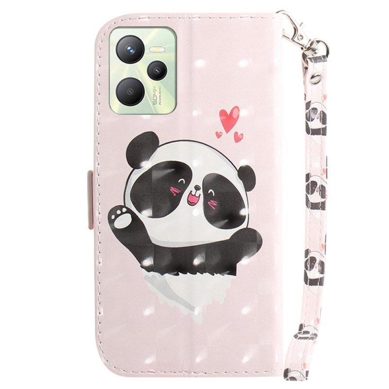 Custodia in pelle Realme C35 Piccolo Panda Con Cinturino