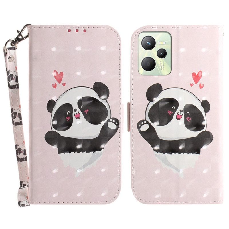 Custodia in pelle Realme C35 Piccolo Panda Con Cinturino