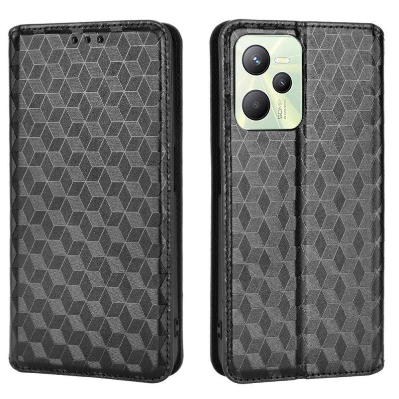 Folio Cover Realme C35 Custodia in pelle Diamanti E Cubi