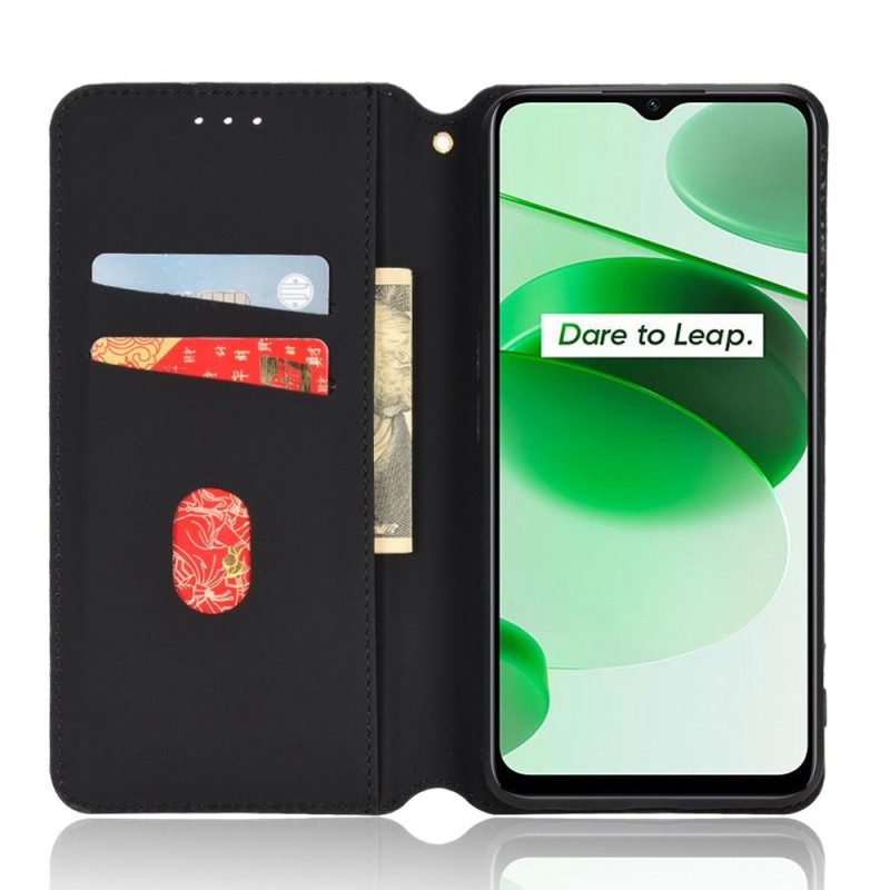 Folio Cover Realme C35 Custodia in pelle Diamanti E Cubi