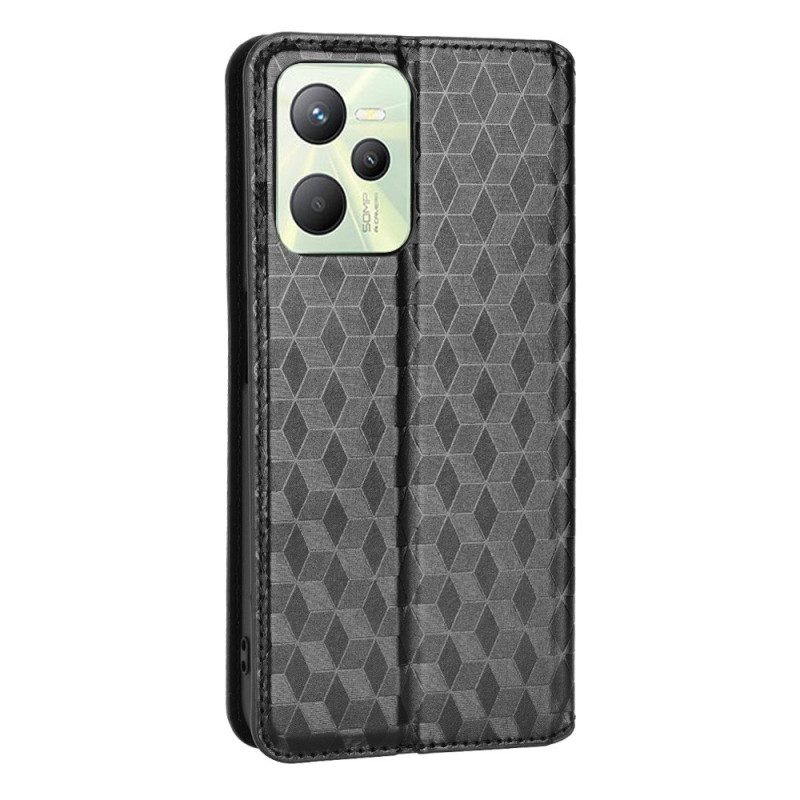 Folio Cover Realme C35 Custodia in pelle Diamanti E Cubi