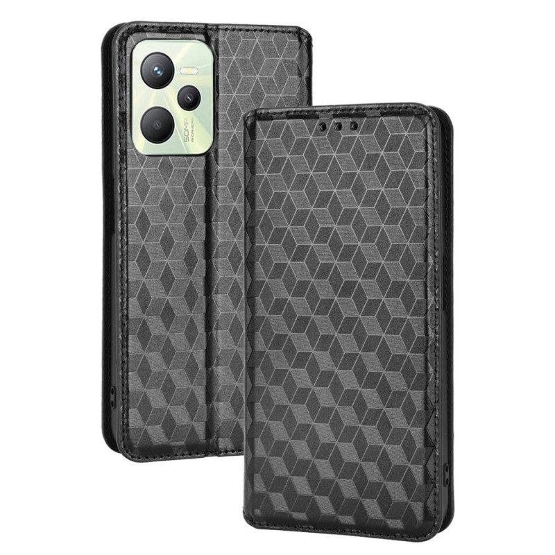 Folio Cover Realme C35 Custodia in pelle Diamanti E Cubi