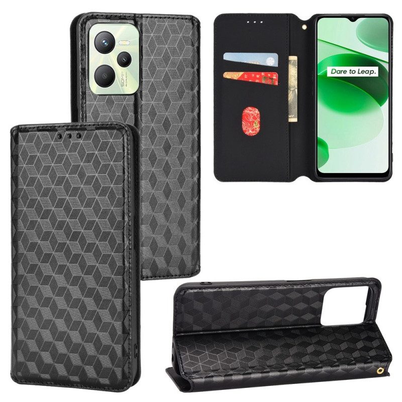 Folio Cover Realme C35 Custodia in pelle Diamanti E Cubi