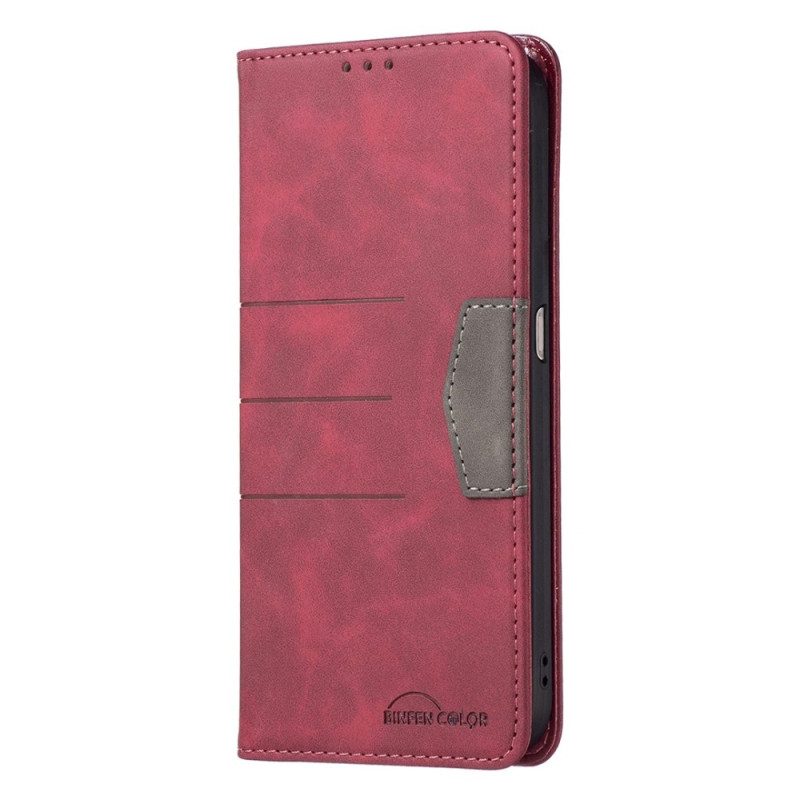 Folio Cover Realme C35 Custodia in pelle Linee Di Colore Binfen