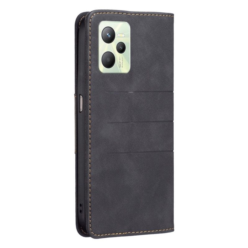 Folio Cover Realme C35 Custodia in pelle Linee Di Colore Binfen