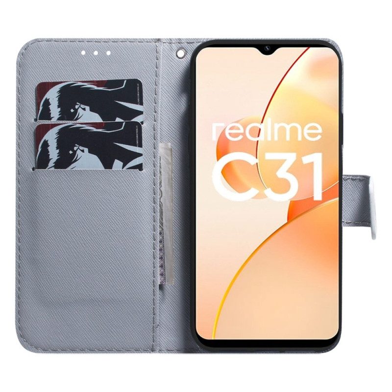 Folio Cover Realme C35 Pittura Gufi