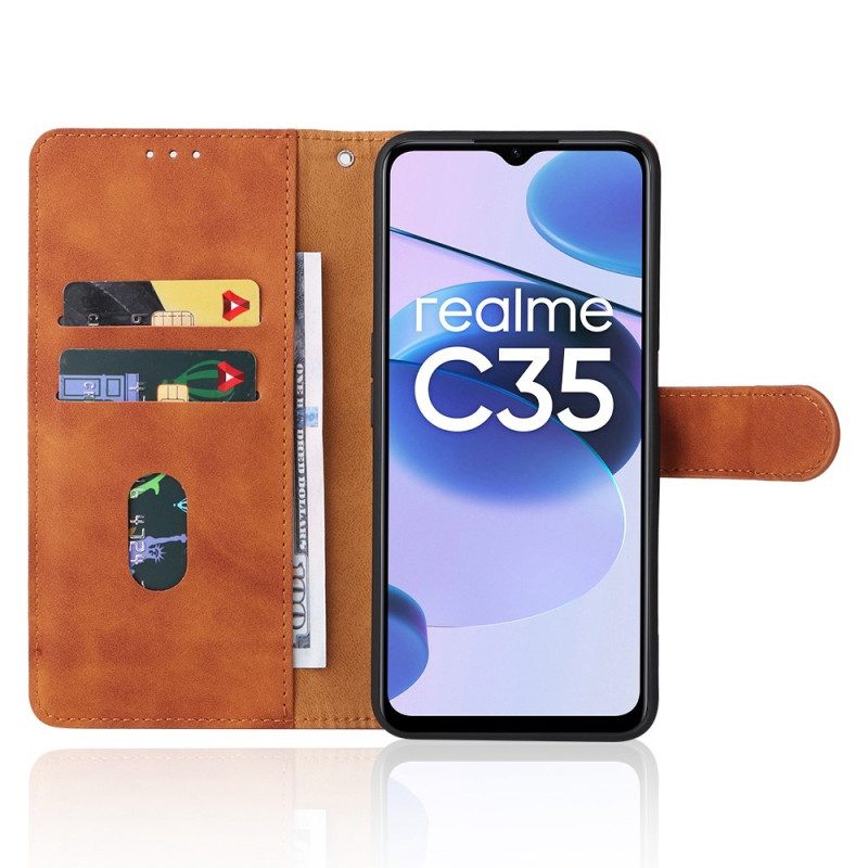 Folio Cover Realme C35 Sensazione Di Contatto Con La Pelle Con Il Cinturino