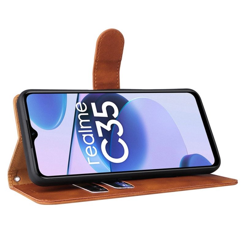 Folio Cover Realme C35 Sensazione Di Contatto Con La Pelle Con Il Cinturino