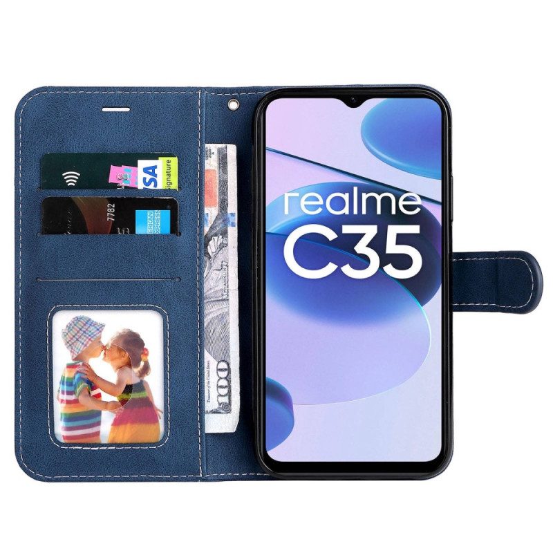 Folio Cover Realme C35 Strappy Effetto Pelle Tricolore