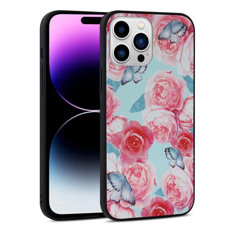 Cover iPhone 14 Pro Ecopelle Floreale