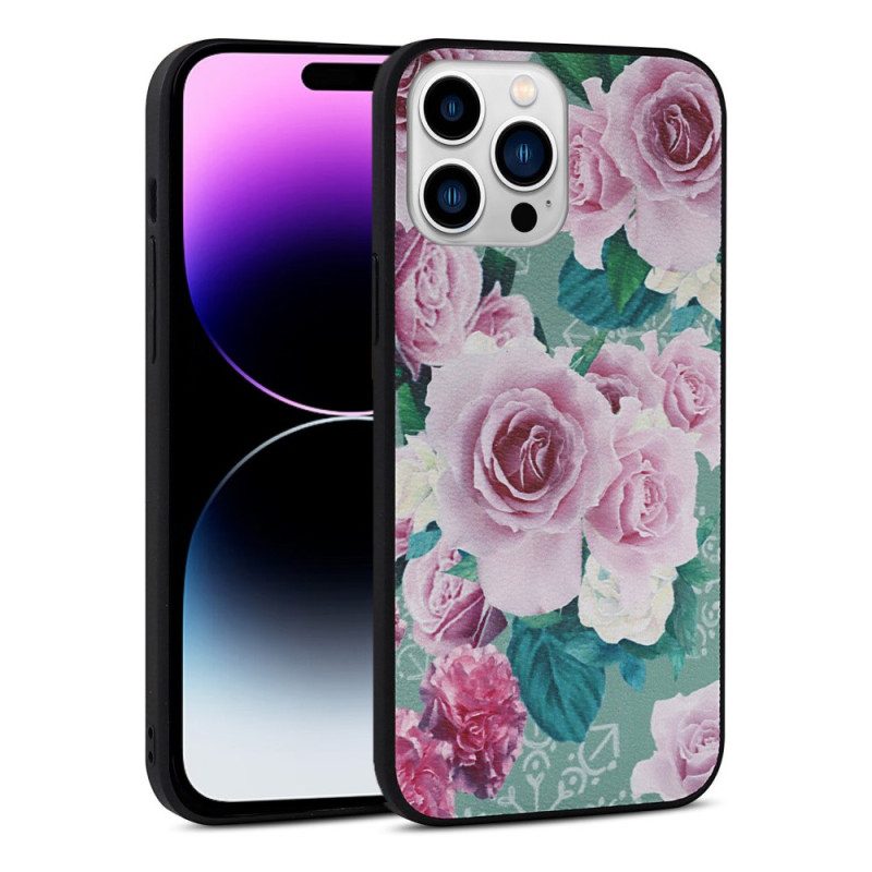 Cover iPhone 14 Pro Ecopelle Floreale