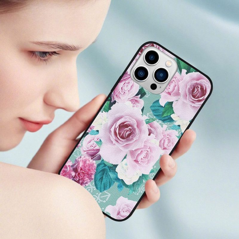 Cover iPhone 14 Pro Ecopelle Floreale