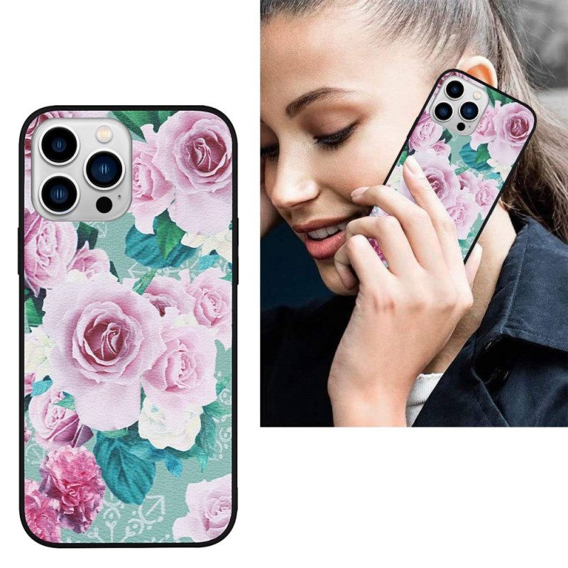 Cover iPhone 14 Pro Ecopelle Floreale