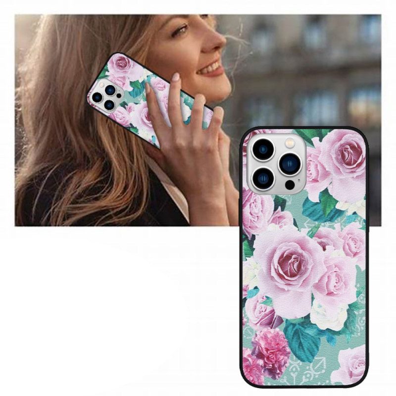 Cover iPhone 14 Pro Ecopelle Floreale