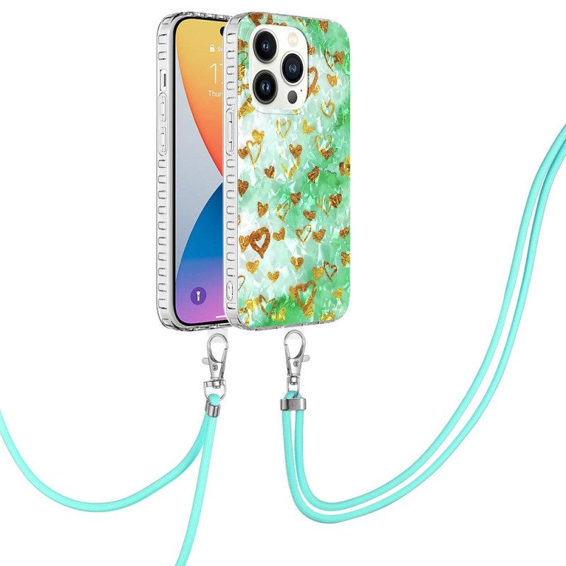 Cover iPhone 14 Pro Elegante Coulisse A Cuori