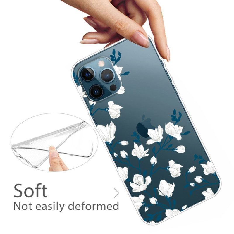 Cover iPhone 14 Pro Fiori Bianchi Senza Soluzione Di Continuità