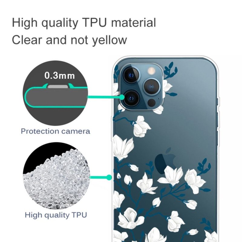 Cover iPhone 14 Pro Fiori Bianchi Senza Soluzione Di Continuità