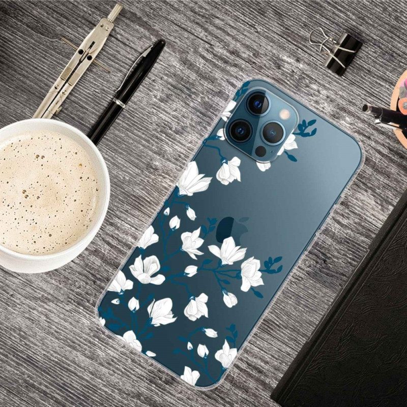 Cover iPhone 14 Pro Fiori Bianchi Senza Soluzione Di Continuità