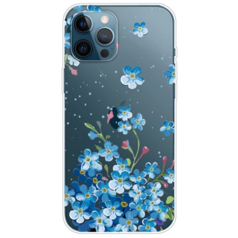 Cover iPhone 14 Pro Fiori Blu Senza Soluzione Di Continuità