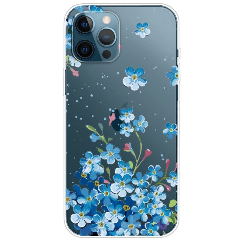 Cover iPhone 14 Pro Fiori Blu Senza Soluzione Di Continuità