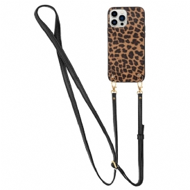 Cover iPhone 14 Pro Leopardo Con Tracolla