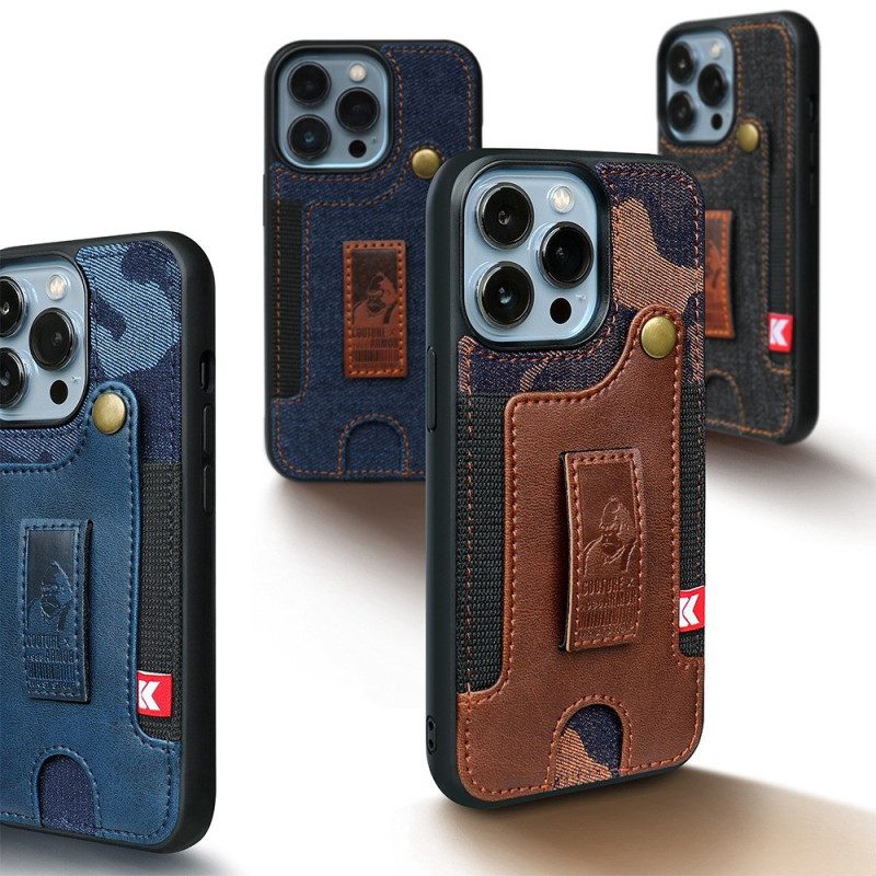 Cover iPhone 14 Pro Porta Carte E Cinturino Per Jeans