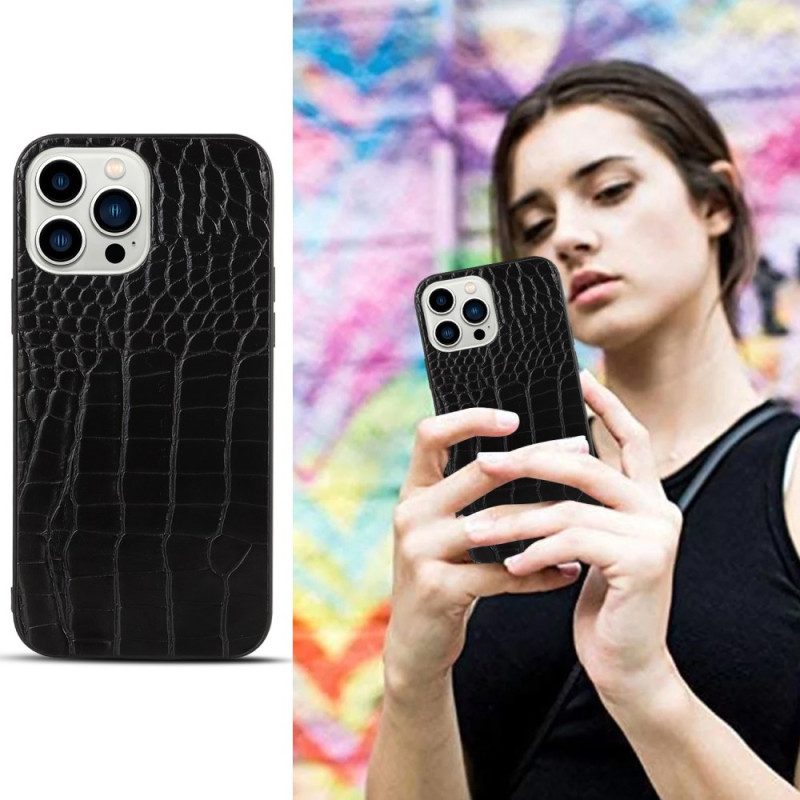 Cover iPhone 14 Pro Stile Coccodrillo Con Coulisse